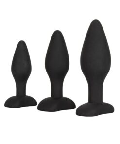 Stevige-zwarte-Buttplugs-3 stuks-klein-normaal-groot
